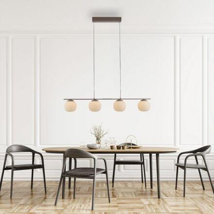 JUST LIGHT LED závěsné svítidlo NAMI, písková barva, 4-ramenné, stmívatelné, opálové sklo, SimplyDim 3000K