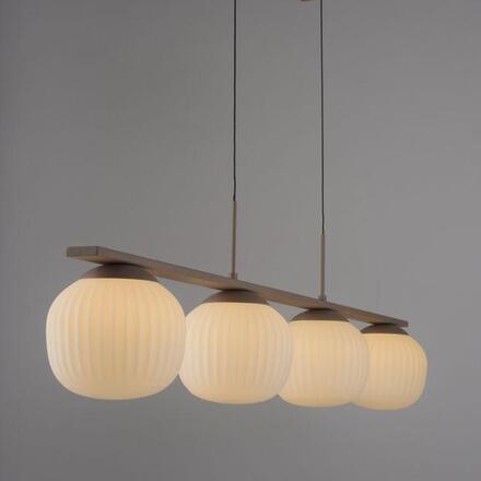 JUST LIGHT LED závěsné svítidlo NAMI, písková barva, 4-ramenné, stmívatelné, opálové sklo, SimplyDim 3000K