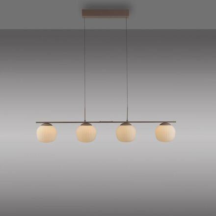 JUST LIGHT LED závěsné svítidlo NAMI, písková barva, 4-ramenné, stmívatelné, opálové sklo, SimplyDim 3000K