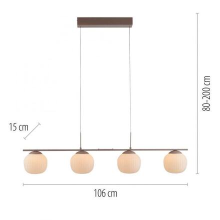 JUST LIGHT LED závěsné svítidlo NAMI, písková barva, 4-ramenné, stmívatelné, opálové sklo, SimplyDim 3000K