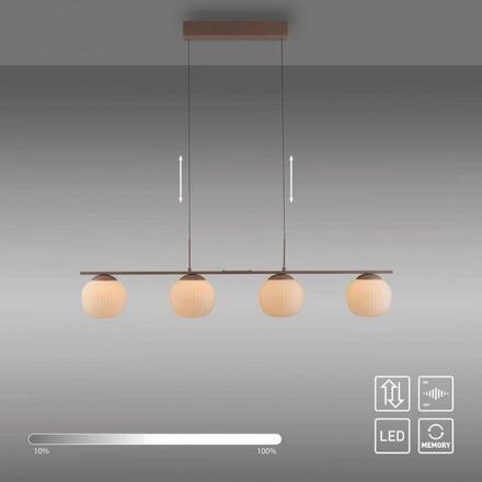 JUST LIGHT LED závěsné svítidlo NAMI, písková barva, 4-ramenné, stmívatelné, opálové sklo, SimplyDim 3000K