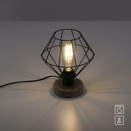 LEUCHTEN DIREKT is JUST LIGHT Stolní lampa, dřevodekor, 1xE27 max. 40 W, do interiéru, dřevodekor+kov,