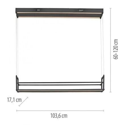 JUST LIGHT LED závěsné svítidlo SONTURA, černé, s policí, paměťová funkce 3000K