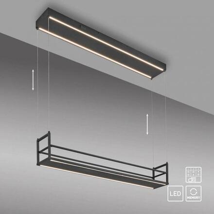 JUST LIGHT LED závěsné svítidlo SONTURA, černé, s policí, paměťová funkce 3000K