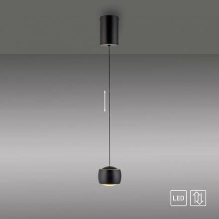 JUST LIGHT LED závěsné svítidlo černé 1 ramenné nastavitelná výška do jídelny 3000K LD 15260-18