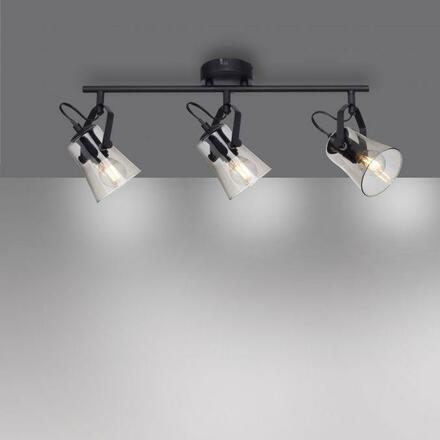 LEUCHTEN DIREKT is JUST LIGHT 3 ramenné stropní svítidlo černá barva otočné v jednoduchém designu  LD 15283-18