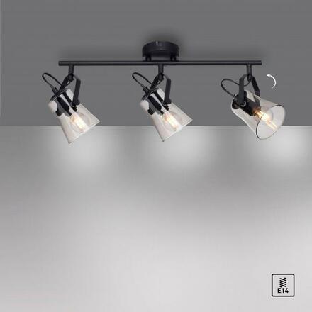 LEUCHTEN DIREKT is JUST LIGHT 3 ramenné stropní svítidlo černá barva otočné v jednoduchém designu  LD 15283-18