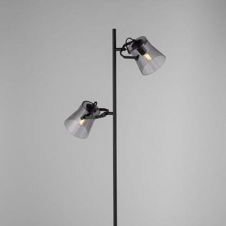 LEUCHTEN DIREKT is JUST LIGHT 2 ramenná stojací lampa černá s nožním vypínačem v jednoduchém designu  LD 15285-18