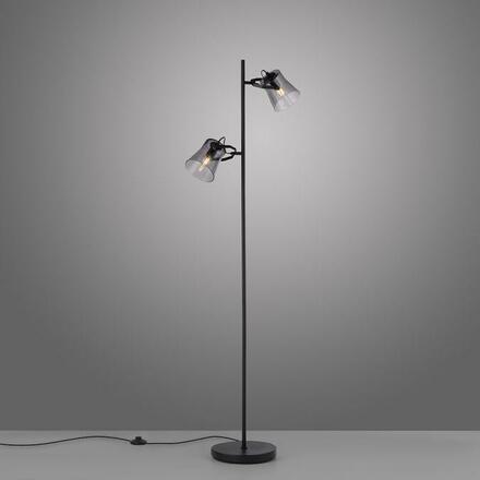 LEUCHTEN DIREKT is JUST LIGHT 2 ramenná stojací lampa černá s nožním vypínačem v jednoduchém designu  LD 15285-18