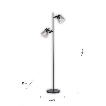 LEUCHTEN DIREKT is JUST LIGHT 2 ramenná stojací lampa černá s nožním vypínačem v jednoduchém designu  LD 15285-18