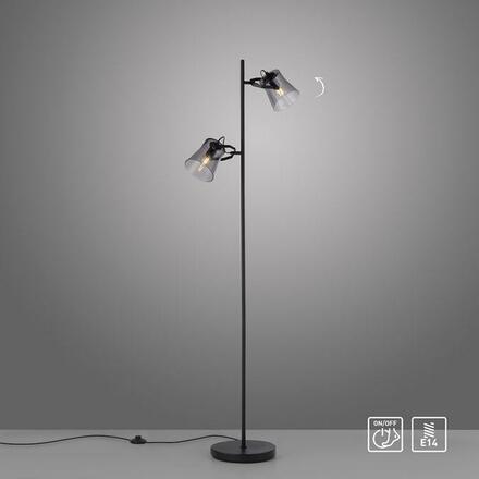 LEUCHTEN DIREKT is JUST LIGHT 2 ramenná stojací lampa černá s nožním vypínačem v jednoduchém designu  LD 15285-18