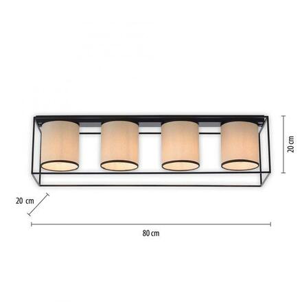 LEUCHTEN DIREKT is JUST LIGHT LED stropní svítidlo látkové stínidlo 4 ramenné černá jednoduchý design LD 15304-18