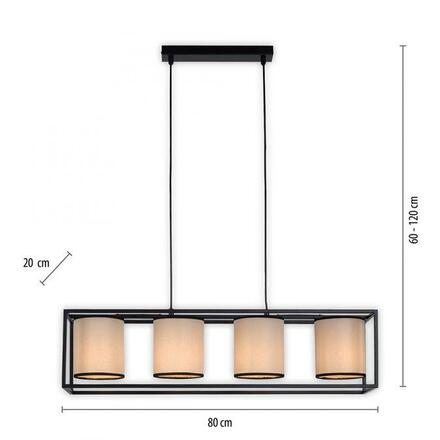 LEUCHTEN DIREKT is JUST LIGHT LED závěsné svítidlo látkové stínidlo 4 ramenné černá jednoduchý design LD 15305-18