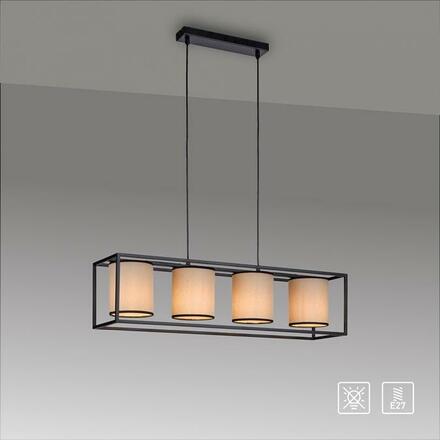 LEUCHTEN DIREKT is JUST LIGHT LED závěsné svítidlo látkové stínidlo 4 ramenné černá jednoduchý design LD 15305-18