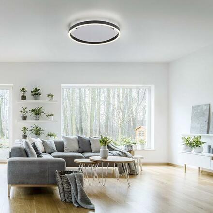 LEUCHTEN DIREKT is JUST LIGHT LED stropní svítidlo antracit, kruhové pr.40cm, stmívatelné, Switchmo, teplá bílá krokově stmívatelné 3000K