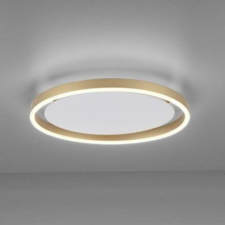 LEUCHTEN DIREKT is JUST LIGHT LED stropní svítidlo, matná mosaz, kruhové, pr.40cm, stmívatelné, Switchmo, teplá bílá krokově stmívatelné 3000K