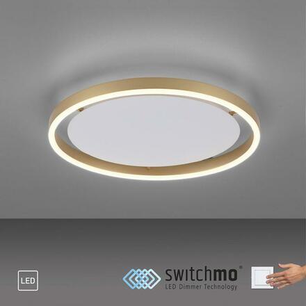 LEUCHTEN DIREKT is JUST LIGHT LED stropní svítidlo, matná mosaz, kruhové, pr.40cm, stmívatelné, Switchmo, teplá bílá krokově stmívatelné 3000K