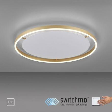 LEUCHTEN DIREKT is JUST LIGHT LED stropní svítidlo, matná mosaz, kruhové pr.60cm, stmívatelné, Switchmo, teplá bílá krokově stmívatelné 3000K