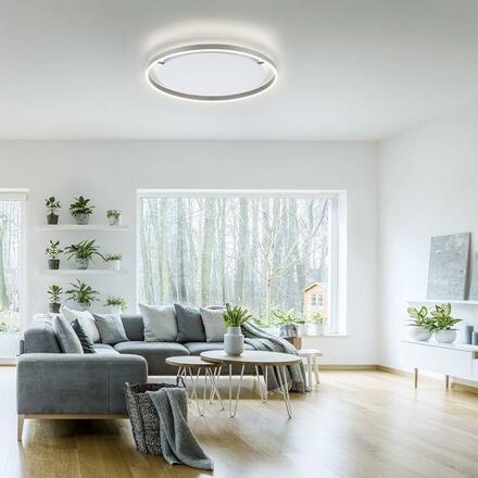 LEUCHTEN DIREKT is JUST LIGHT LED stropní svítidlo, hliník, kruhové, pr.60cm, stmívatelné, Switchmo, teplá bílá krokově stmívatelné 3000K