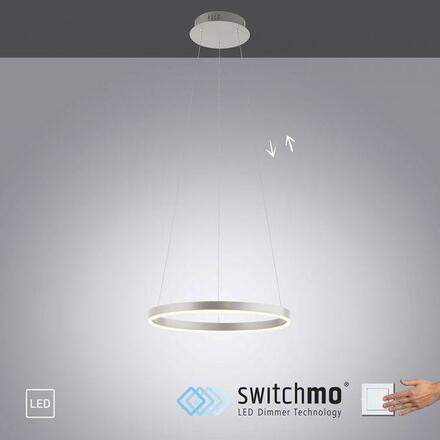 LEUCHTEN DIREKT is JUST LIGHT LED závěsné svítidlo hliník kruhové, pr.40cm, stmívatelné, Switchmo, teplá bílá krokově stmívatelné 3000K