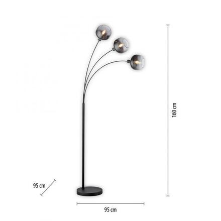 LEUCHTEN DIREKT is JUST LIGHT stojací svítidlo 3 ramenné černá kouřové sklo moderní nastavitelné LD 15422-18