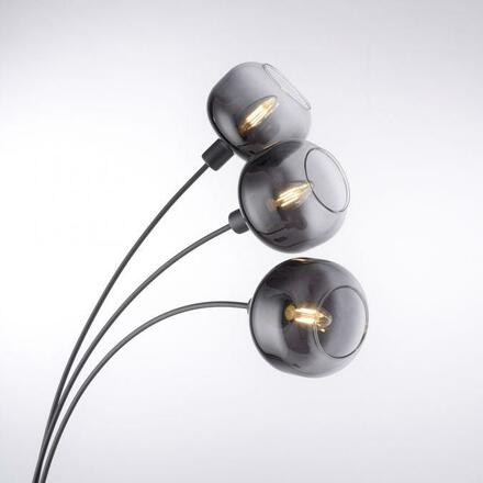 LEUCHTEN DIREKT is JUST LIGHT stojací svítidlo 3 ramenné černá kouřové sklo moderní nastavitelné LD 15422-18