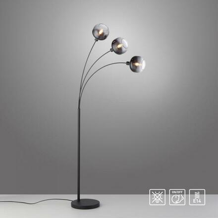 LEUCHTEN DIREKT is JUST LIGHT stojací svítidlo 3 ramenné černá kouřové sklo moderní nastavitelné LD 15422-18