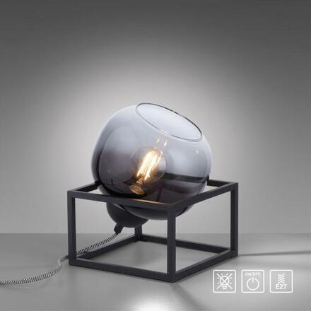 LEUCHTEN DIREKT is JUST LIGHT stolní lampa 1 ramenné černé kouřové sklo moderní do interiéru LD 15423-18