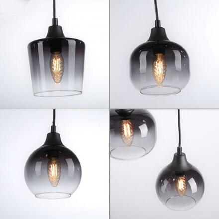 LEUCHTEN DIREKT is JUST LIGHT závěsné svítidlo černé 6-ramenné kouřové sklo moderní do interiéru LD 15425-18