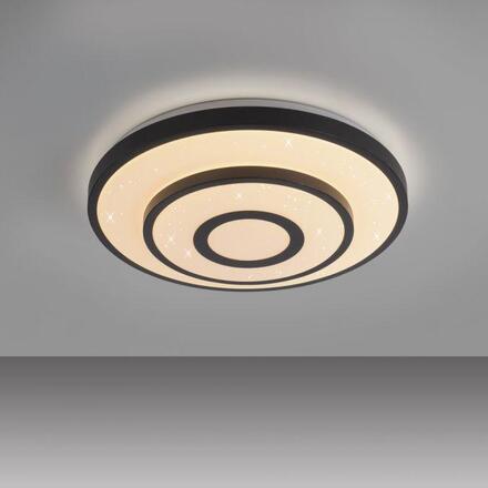 JUST LIGHT LED stropní svítidlo TURANUS, černé, kruhové, hvězdné nebe 3000K