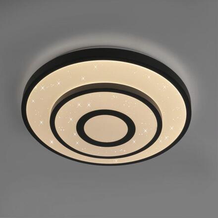 JUST LIGHT LED stropní svítidlo TURANUS, černé, kruhové, hvězdné nebe 3000K