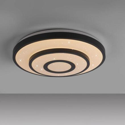 JUST LIGHT LED stropní svítidlo TURANUS, černé, kruhové, hvězdné nebe 3000K