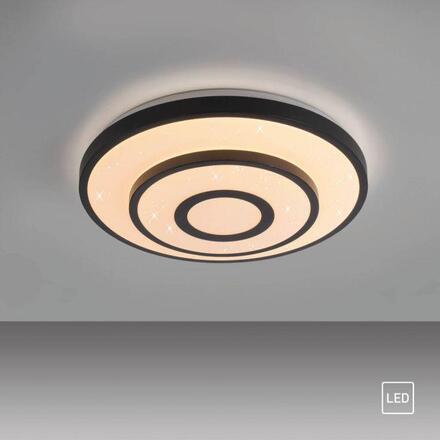 JUST LIGHT LED stropní svítidlo TURANUS, černé, kruhové, hvězdné nebe 3000K