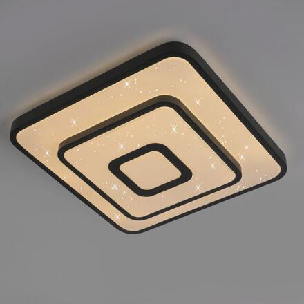 JUST LIGHT LED stropní svítidlo TURANUS, černé, hranaté, hvězdné nebe 3000K