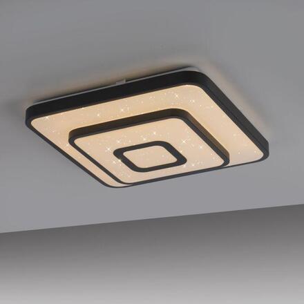 JUST LIGHT LED stropní svítidlo TURANUS, černé, hranaté, hvězdné nebe 3000K