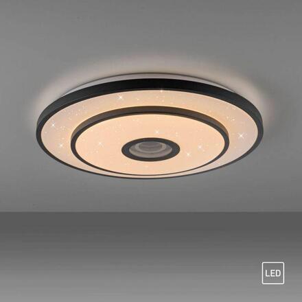 JUST LIGHT LED stropní svítidlo TURANUS, černé, kruhové, 50 cm, hvězdné nebe 3000K