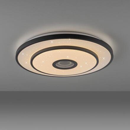 JUST LIGHT LED stropní svítidlo TURANUS, černé, kruhové, 50 cm, hvězdné nebe 3000K