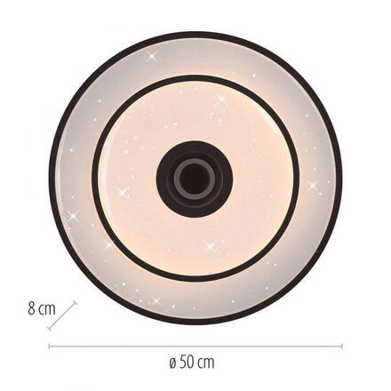 JUST LIGHT LED stropní svítidlo TURANUS, černé, kruhové, 50 cm, hvězdné nebe 3000K