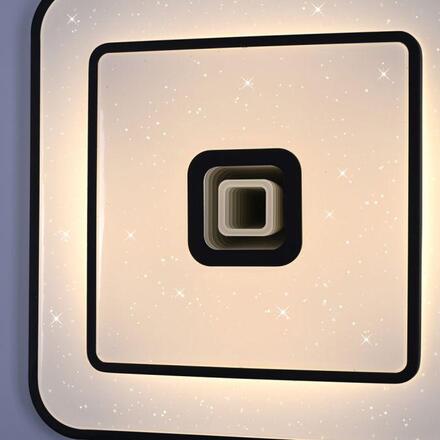 JUST LIGHT LED stropní svítidlo TURANUS, černá, hranaté, 50 cm, hvězdné nebe 3000K