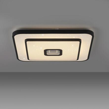 JUST LIGHT LED stropní svítidlo TURANUS, černá, hranaté, 50 cm, hvězdné nebe 3000K