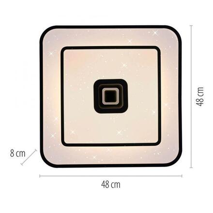 JUST LIGHT LED stropní svítidlo TURANUS, černá, hranaté, 50 cm, hvězdné nebe 3000K