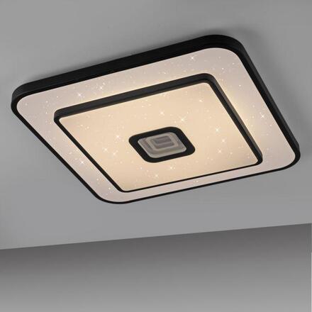 JUST LIGHT LED stropní svítidlo TURANUS, černá, hranaté, 50 cm, hvězdné nebe 3000K