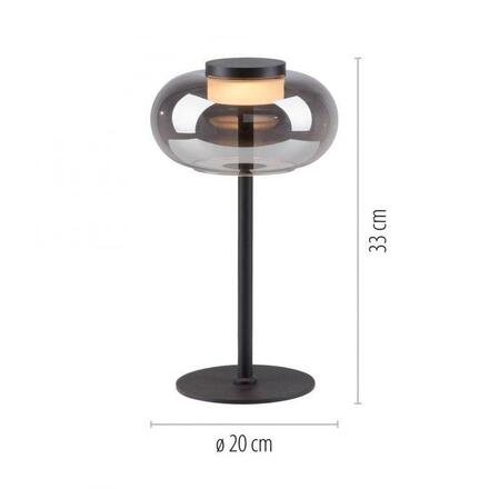JUST LIGHT Kolekce Schöner Wohnen stolní lampa SIA černá, kouřové sklo, šňůrový vypínač 3000K