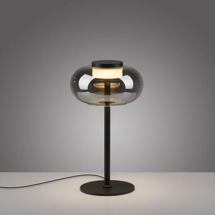 JUST LIGHT Kolekce Schöner Wohnen stolní lampa SIA černá, kouřové sklo, šňůrový vypínač 3000K