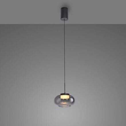 JUST LIGHT Kolekce Schöner Wohnen závěsné svítidlo SIA černá, kouřové sklo, stmívatelné, SimplyDim 3000K