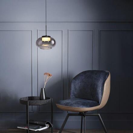 JUST LIGHT Kolekce Schöner Wohnen závěsné svítidlo SIA černá, kouřové sklo, stmívatelné, SimplyDim 3000K