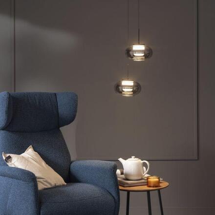JUST LIGHT Kolekce Schöner Wohnen závěsné svítidlo SIA černá, kouřové sklo, stmívatelné, SimplyDim 3000K