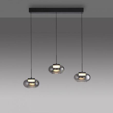 JUST LIGHT Kolekce Schöner Wohnen Závěsné svítidlo SIA černé, 3-ramenné, stmívatelné, SimplyDim, nastavitelná výška 3000K