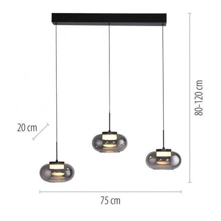 JUST LIGHT Kolekce Schöner Wohnen Závěsné svítidlo SIA černé, 3-ramenné, stmívatelné, SimplyDim, nastavitelná výška 3000K