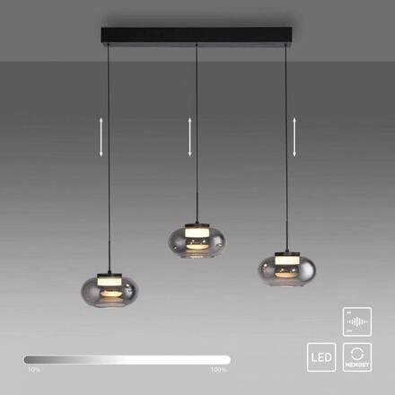 JUST LIGHT Kolekce Schöner Wohnen Závěsné svítidlo SIA černé, 3-ramenné, stmívatelné, SimplyDim, nastavitelná výška 3000K
